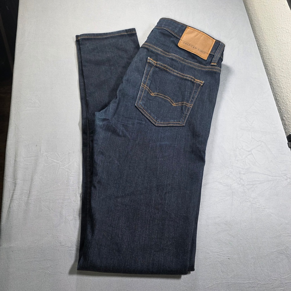 American Eagle Flex Skinny Jeans Mens 30x36 Dark Indigo Blue Stretch Denim Pants